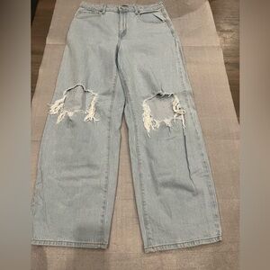 [12/W31Ins31”]Wild Fable Highest Rise Distressed Light Blue Baggy Jeans